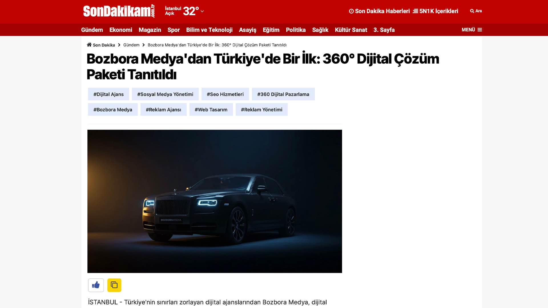 Sondakikam - Bozbora Medya Basın Haberi