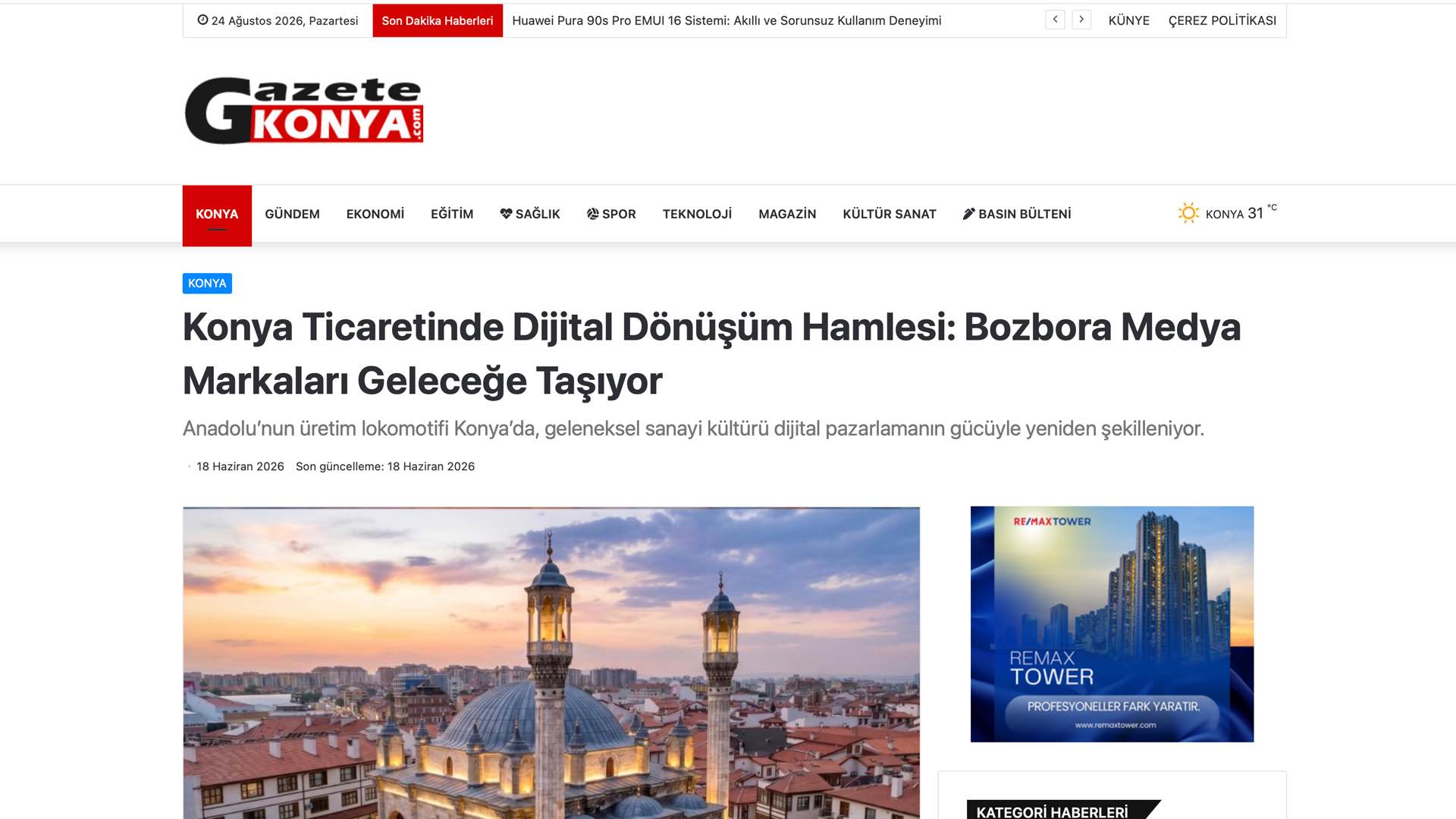 Gazete Konya - Bozbora Medya Basın Haberi