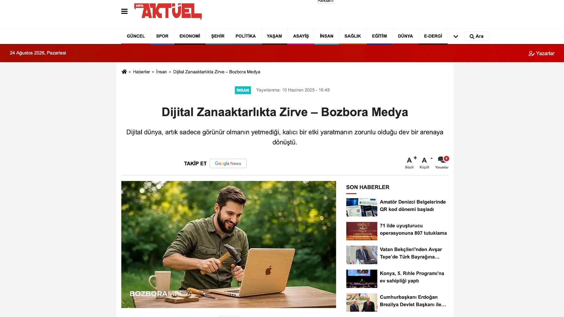 Konya Aktüel - Bozbora Medya Basın Haberi