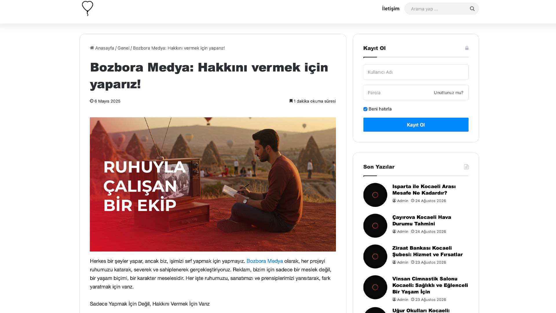 Kocaeli Notları - Bozbora Medya Basın Haberi