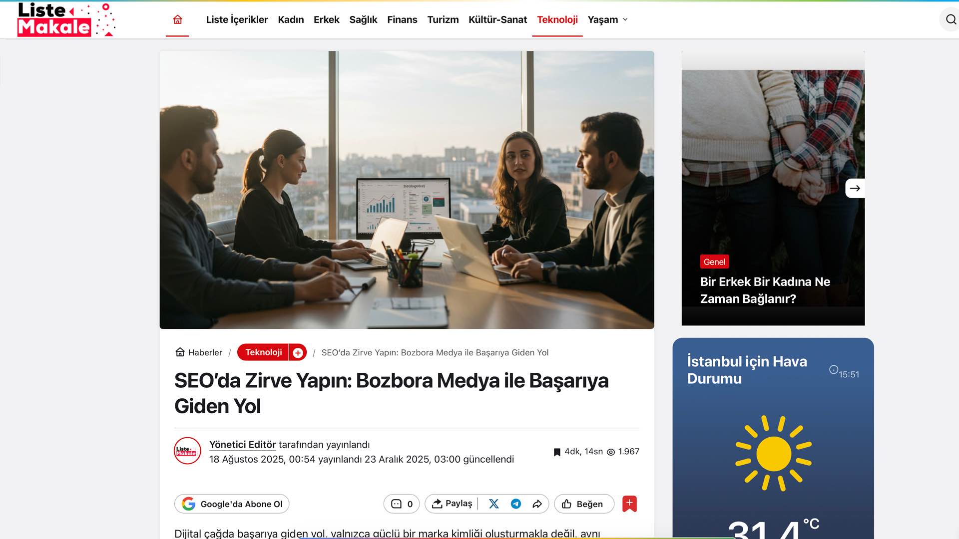 Liste Makale - Bozbora Medya Basın Haberi